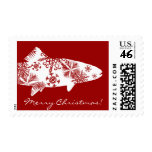 Festive Red and White Snow Trout Postage Stamps