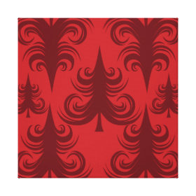 Festive Red Christmas Tree Holiday Xmas Design Stretched Canvas Prints