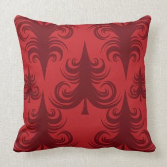 Festive Red Christmas Tree Holiday Xmas Design Pillow