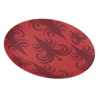 Festive Red Christmas Tree Holiday Xmas Design Plates