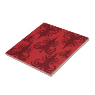 Festive Red Christmas Tree Holiday Xmas Design Ceramic Tile