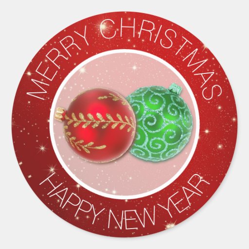 Festive Red Merry Christmas Envelope Seals Classic Round Sticker Zazzle