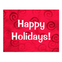 Festive Red Spirals "Happy Holidays" postcards