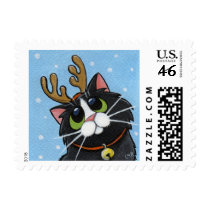 Festive Reindeer Cat Christmas Postage