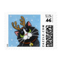 Festive Reindeer Cat Christmas Postage stamp