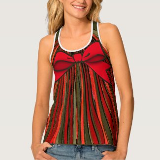 Festive Ribbon Stripe Wrapped With A Bow Tank Top