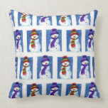Festive Snowman Pattern Throw Pillow pillows
