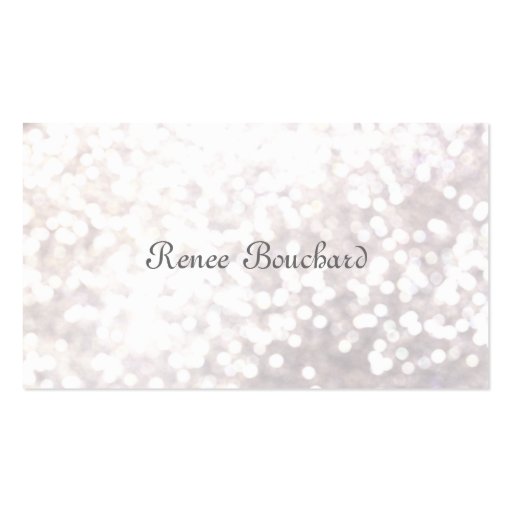 Festive Soft White Glitter Bokeh Event Planning Business Card Templates (front side)