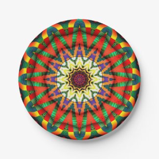 Festive Star Fractal Design Paper Plates