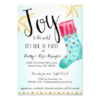 Festive Stocking & Stars Holiday Party Invitation