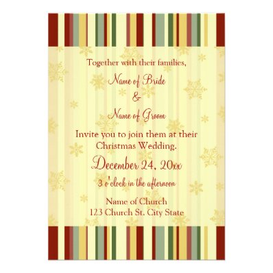 Festive Stripes Christmas Wedding Invitation Cards