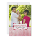 Festive Stripes Photo Holiday Greeting Personalized Announcements