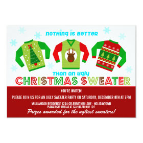 Festive Ugly Christmas Sweaters Party 5x7 Paper Invitation Card