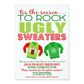 Festive Ugly Christmas Sweaters Party 5x7 Paper Invitation Card