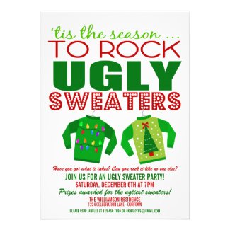 Festive Ugly Christmas Sweaters Party Custom Invites