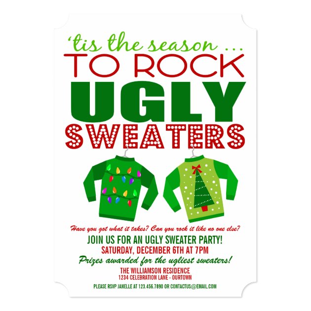 Festive Ugly Christmas Sweaters Party Invitation (front side)
