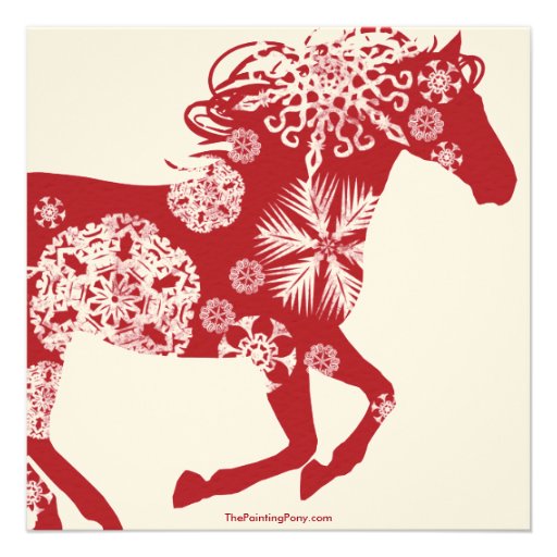 Festive White and Red Horse Christmas Party Invitations