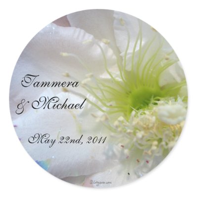 Festive White Flower Wedding Custom Envelope Seals Stickers