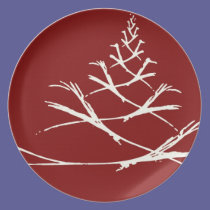 Festive white on red fractal plates