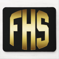 FHS - HIGH SCHOOL LETTERS GOLD & BLACK mousepads by dgpaulart FHS - HIGH SCHOOL LETTERS GOLD & BLACK mousepads