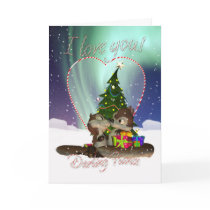 Fiance I Love You Christmas Card With Loving Squir by moonlake Fiance I Love You Christmas Card With Loving Squir