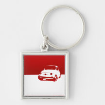 Fiat 500, 1959 - Red on light Key Chains