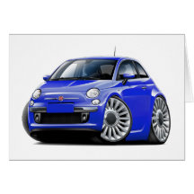 Fiat 500 Blue Car Greeting Cards