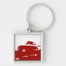 Fiat 500 classic keychain - red on light