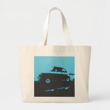 Fiat 500 classic - lt blue on dark bkgd totebag