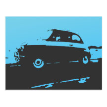Fiat 500 classic - Lt blue postcard