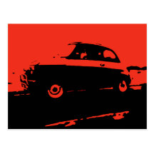 Fiat 500 classic - Red on dark postcard