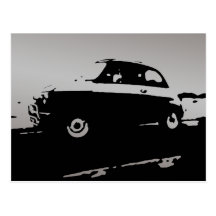 Fiat 500 classic - Silver gray on dark postcard