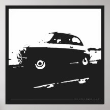 Fiat 500 classic - White on charcoal background Posters