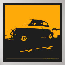 Fiat 500 classic - Yellow on black poster