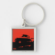 Fiat 500 keychain - Red on black