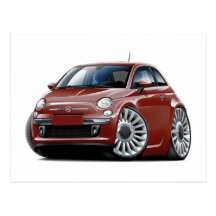 Fiat 500 Maroon Car Post Card