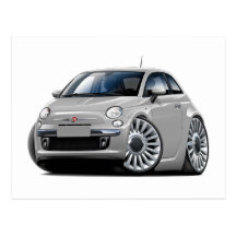 Fiat 500 Silver Car Postcards