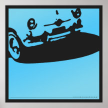 Fiat 600 Detail - Light blue on black Print
