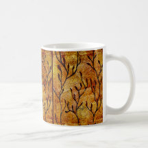 Fiber Art Hand Carved Leaves - Orange Tones Mug