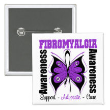 Fibromyalgia Awareness Butterfly Pinback Buttons