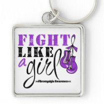 Fibromyalgia Awareness Fight Like a Girl Keychains
