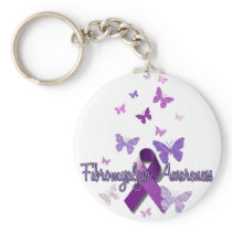 Fibromyalgia Awareness (ribbon & butterflies) Keychain