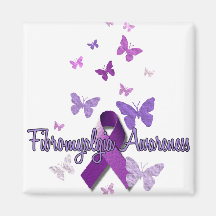 Fibromyalgia Awareness (ribbon & butterflies) Refrigerator Magnets