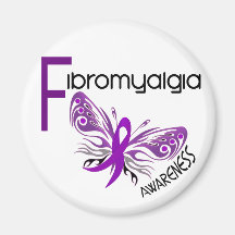 Fibromyalgia BUTTERFLY 3 Fridge Magnets