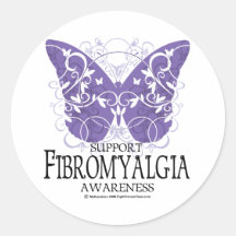 Fibromyalgia Butterfly Round Sticker