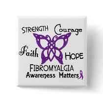 Fibromyalgia Celtic Butterfly 3 Pinback Button