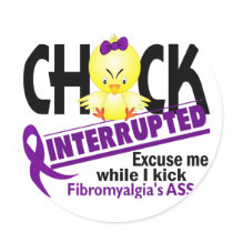 Fibromyalgia Chick Interrupted 2 stickers by awarenessgifts Fibromyalgia Chick Interrupted 2 stickers