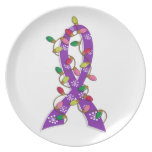 Fibromyalgia Christmas Lights Ribbon Party Plates