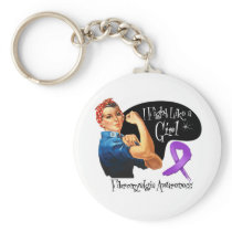 Fibromyalgia Fight Like a Girl Rosie The Riveter Keychains