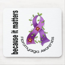 Fibromyalgia Flower Ribbon 3 Mouse Mats
